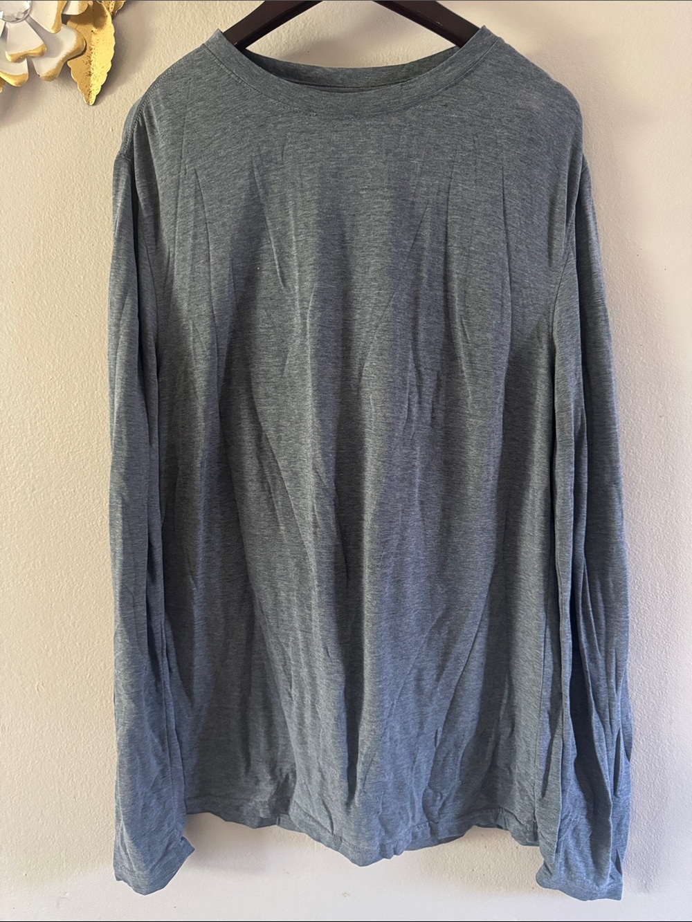 ZELOS Men's Long Sleeve Crewneck Shirt - Gray Blue